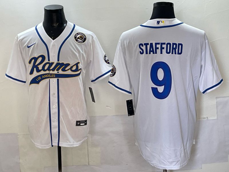 Men 2025 Los Angeles Rams #9 Stafford white Joint Name Nike Limited NFL Jersey style 005